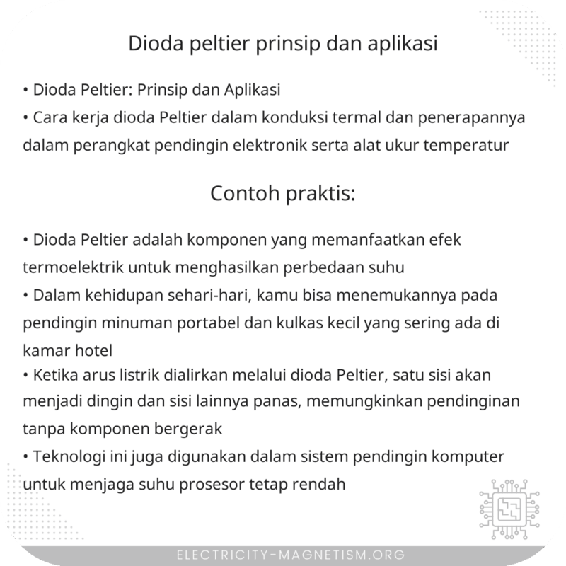 Dioda Peltier | Prinsip dan Aplikasi