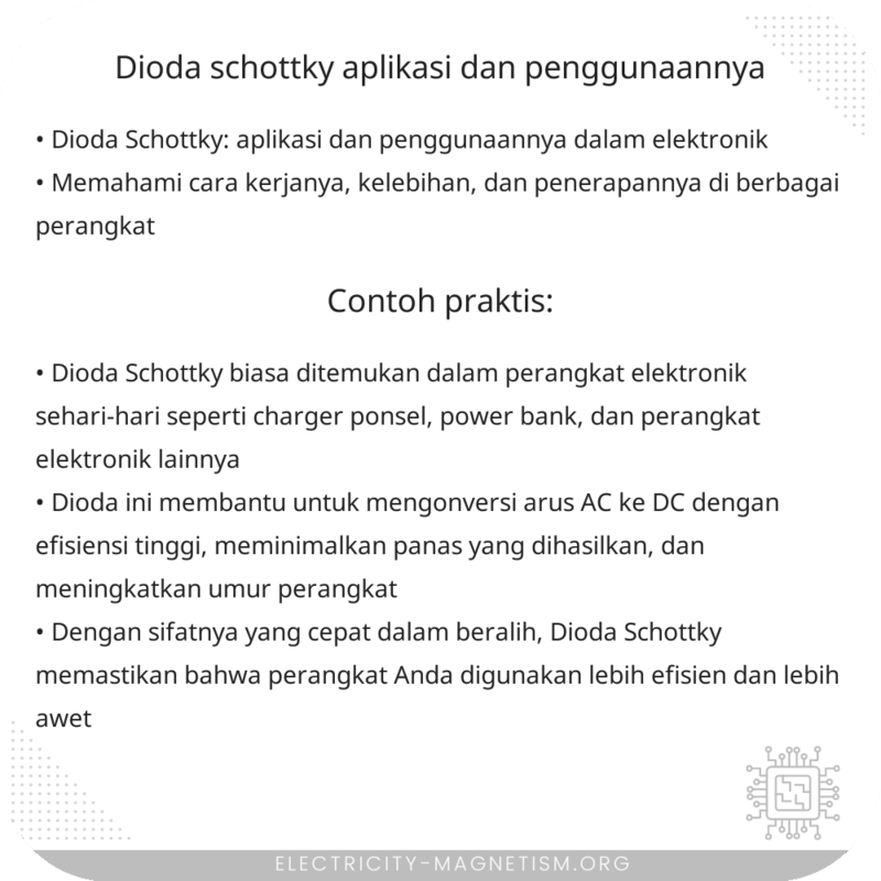 Dioda Schottky | Aplikasi dan Penggunaannya