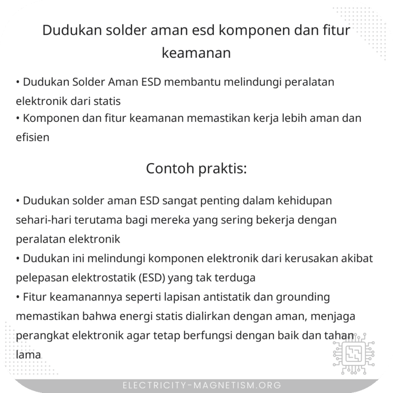 Dudukan Solder Aman ESD | Komponen dan Fitur Keamanan
