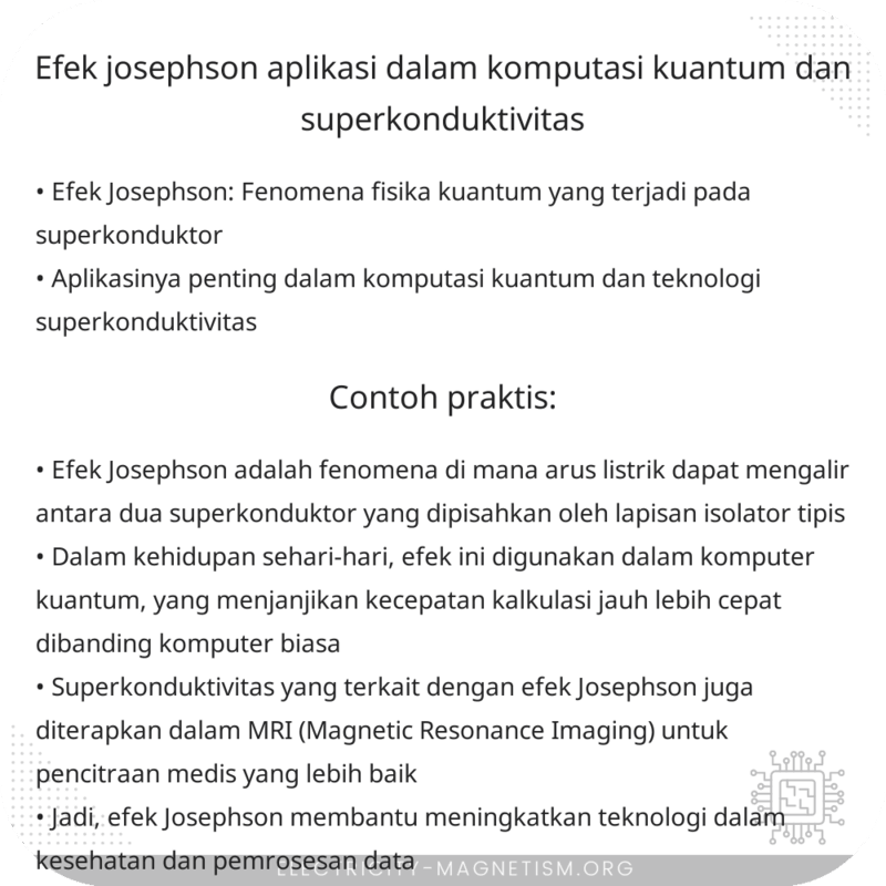 Efek Josephson | Aplikasi dalam Komputasi Kuantum dan Superkonduktivitas