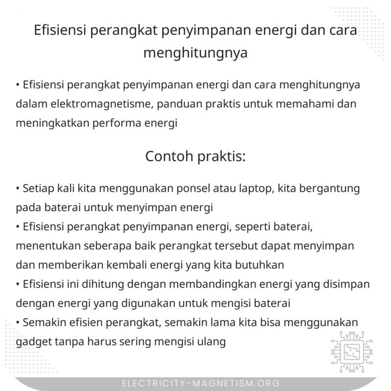 Efisiensi Perangkat Penyimpanan Energi dan Cara Menghitungnya