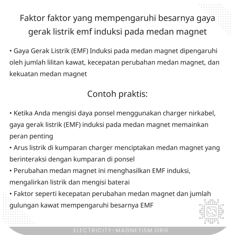 Faktor-faktor yang Mempengaruhi Besarnya Gaya Gerak Listrik (EMF) Induksi pada Medan Magnet