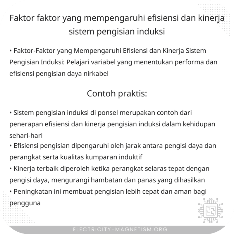 Faktor-Faktor yang Mempengaruhi Efisiensi dan Kinerja Sistem Pengisian Induksi
