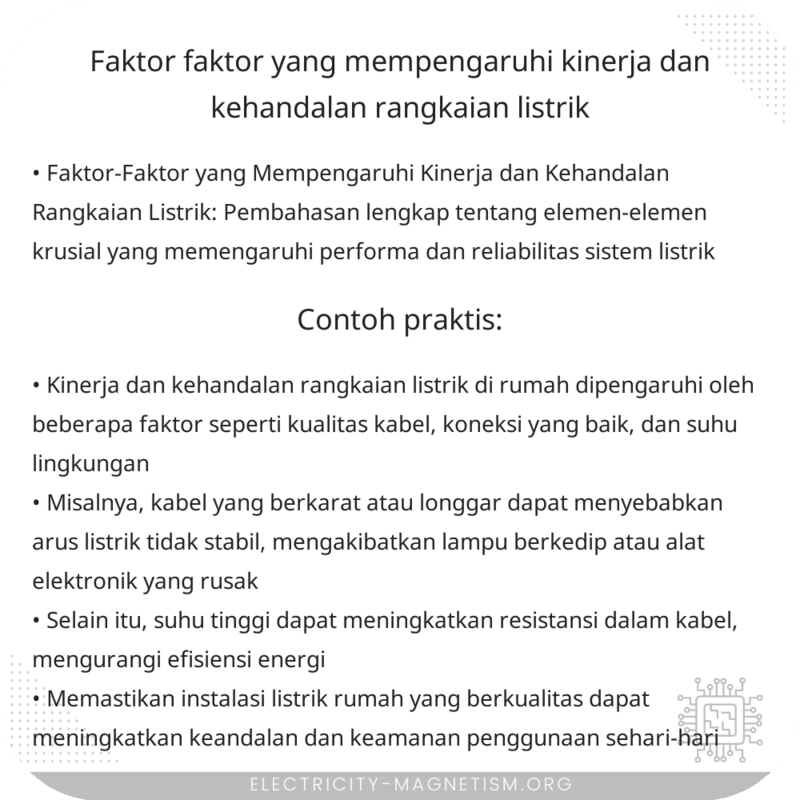 Faktor-Faktor yang Mempengaruhi Kinerja dan Kehandalan Rangkaian Listrik