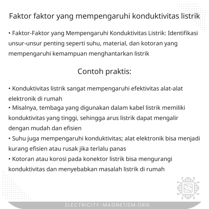 Faktor-Faktor yang Mempengaruhi Konduktivitas Listrik