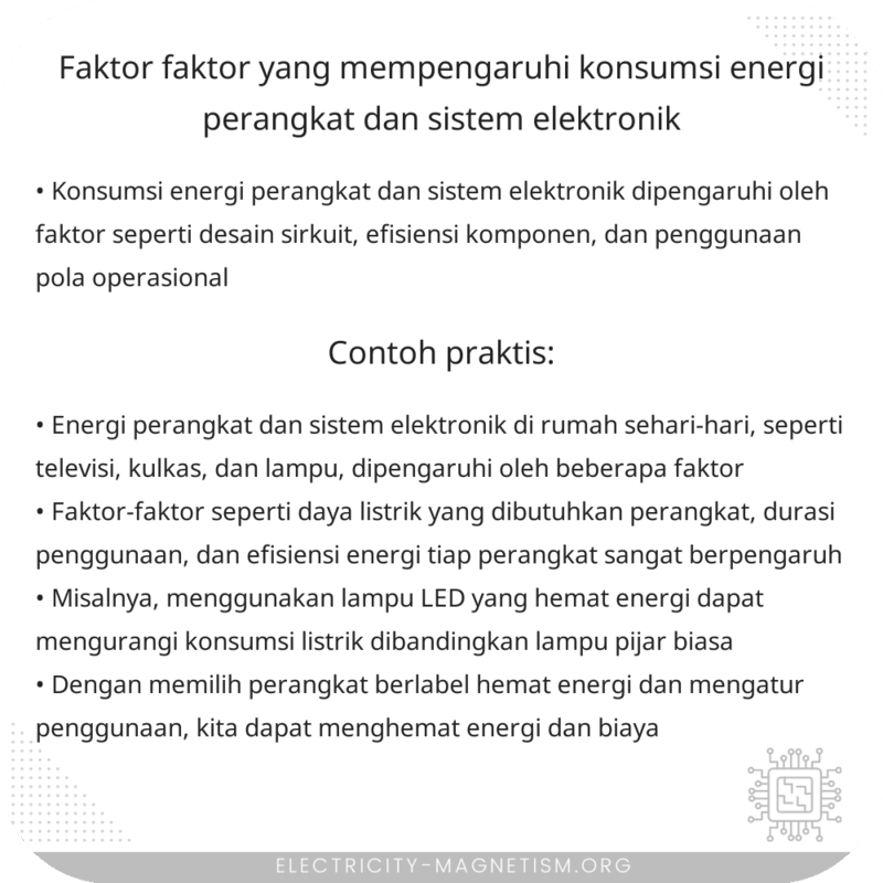 Faktor-Faktor yang Mempengaruhi Konsumsi Energi Perangkat dan Sistem Elektronik