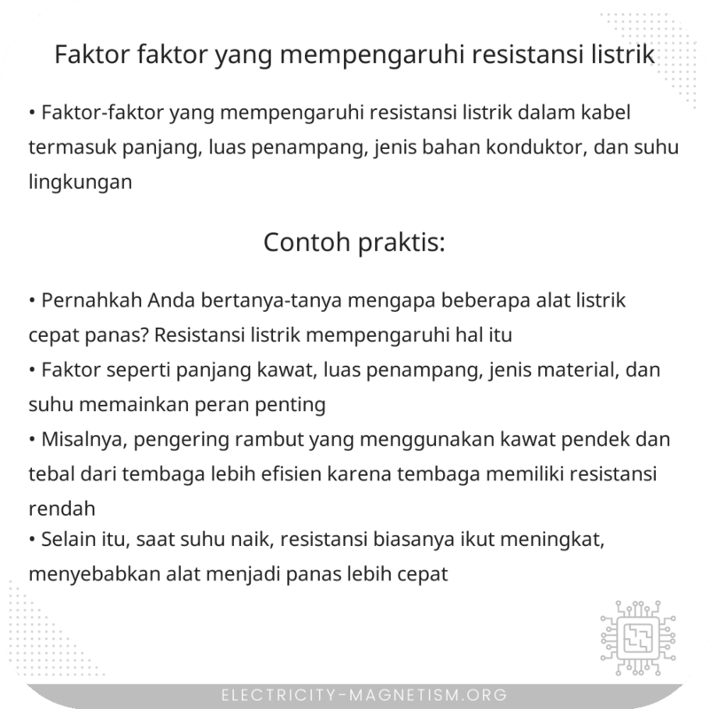 Faktor-Faktor yang Mempengaruhi Resistansi Listrik