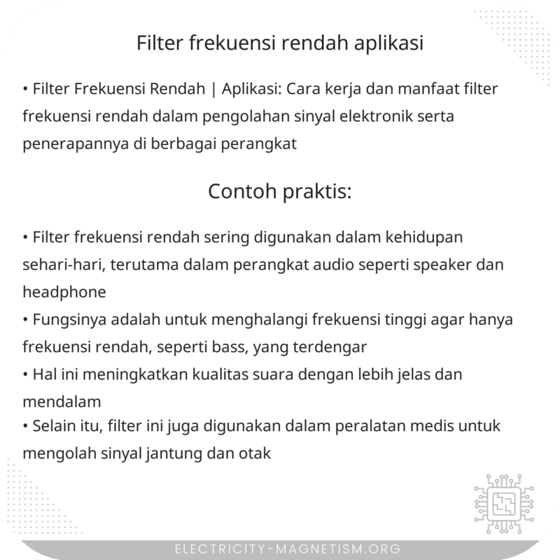 Filter Frekuensi Rendah | Aplikasi