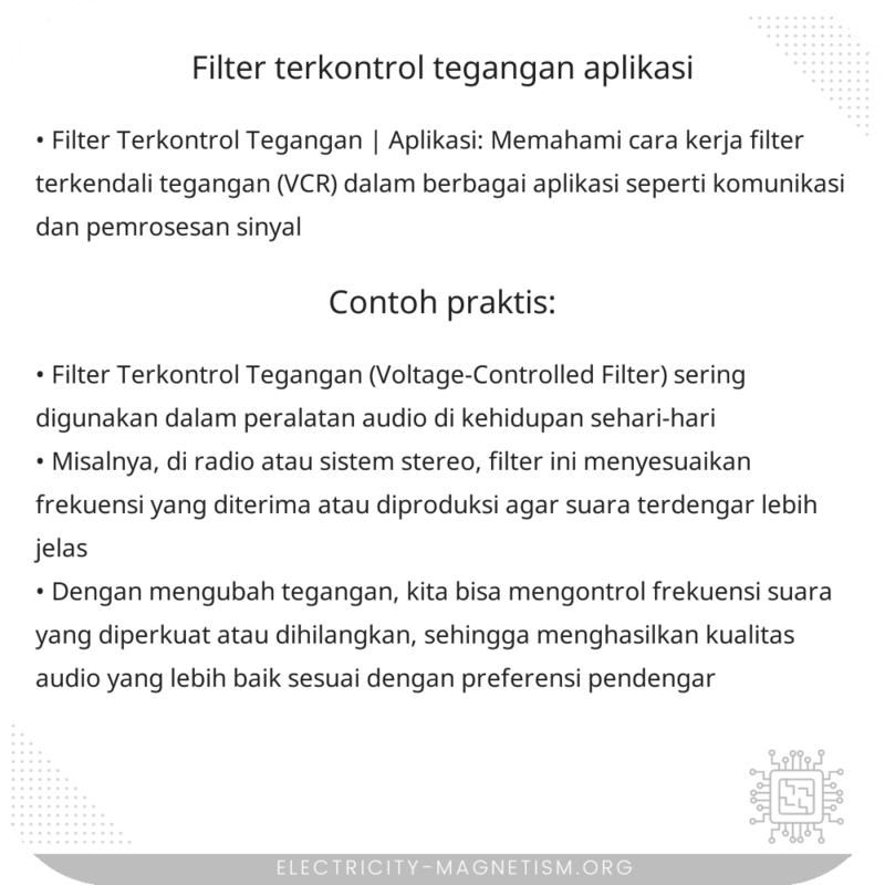 Filter Terkontrol Tegangan | Aplikasi
