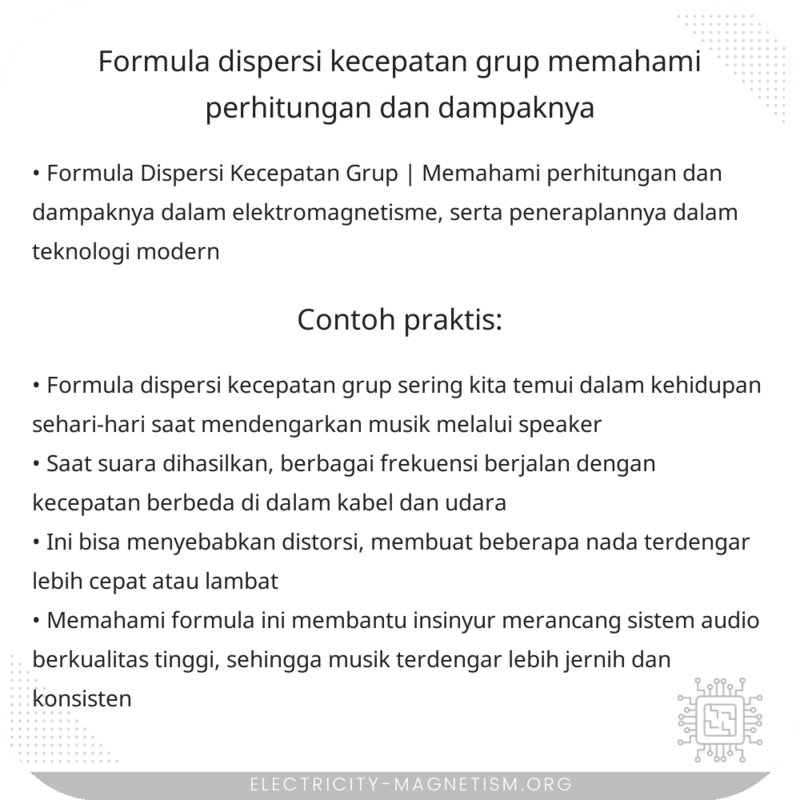 Formula Dispersi Kecepatan Grup | Memahami Perhitungan dan Dampaknya