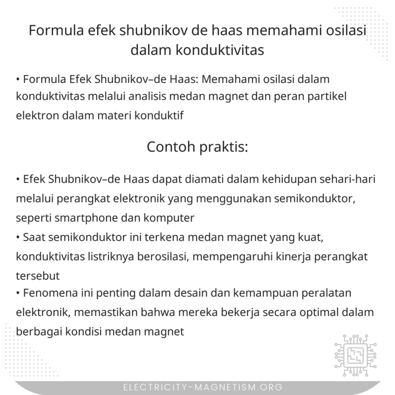 Formula Efek Shubnikov–de Haas | Memahami Osilasi dalam Konduktivitas