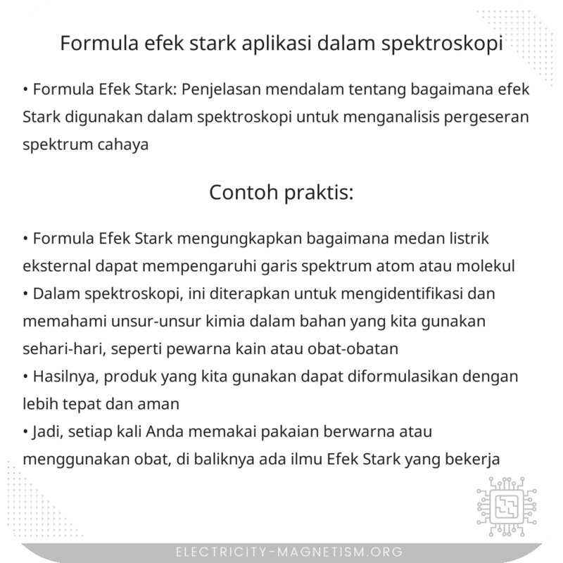 Formula Efek Stark | Aplikasi dalam Spektroskopi