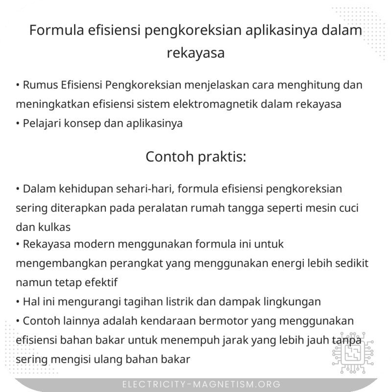 Formula Efisiensi Pengkoreksian | Aplikasinya dalam Rekayasa