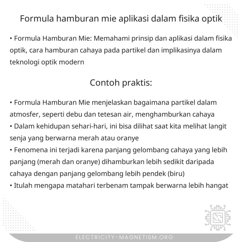 Formula Hamburan Mie | Aplikasi dalam Fisika Optik