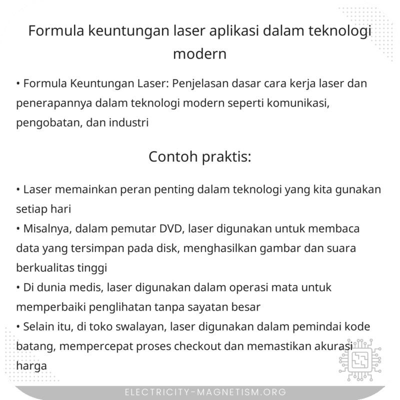 Formula Keuntungan Laser | Aplikasi dalam Teknologi Modern