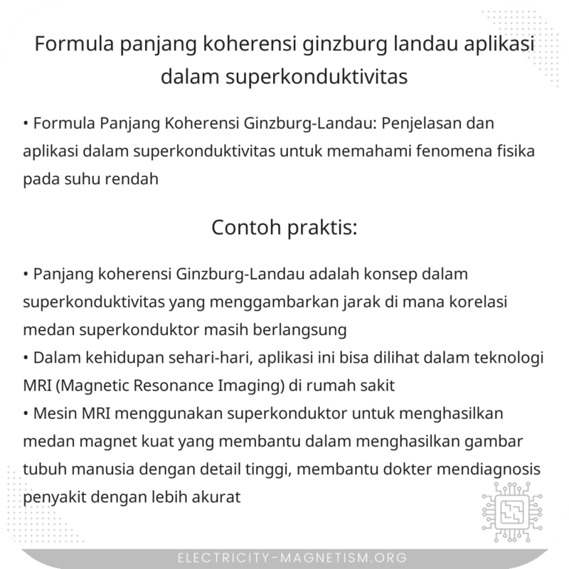 Formula Panjang Koherensi Ginzburg-Landau | Aplikasi dalam Superkonduktivitas