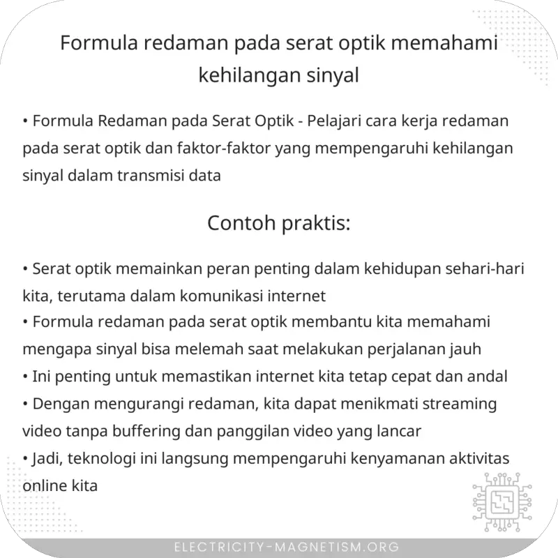 Formula Redaman pada Serat Optik | Memahami Kehilangan Sinyal