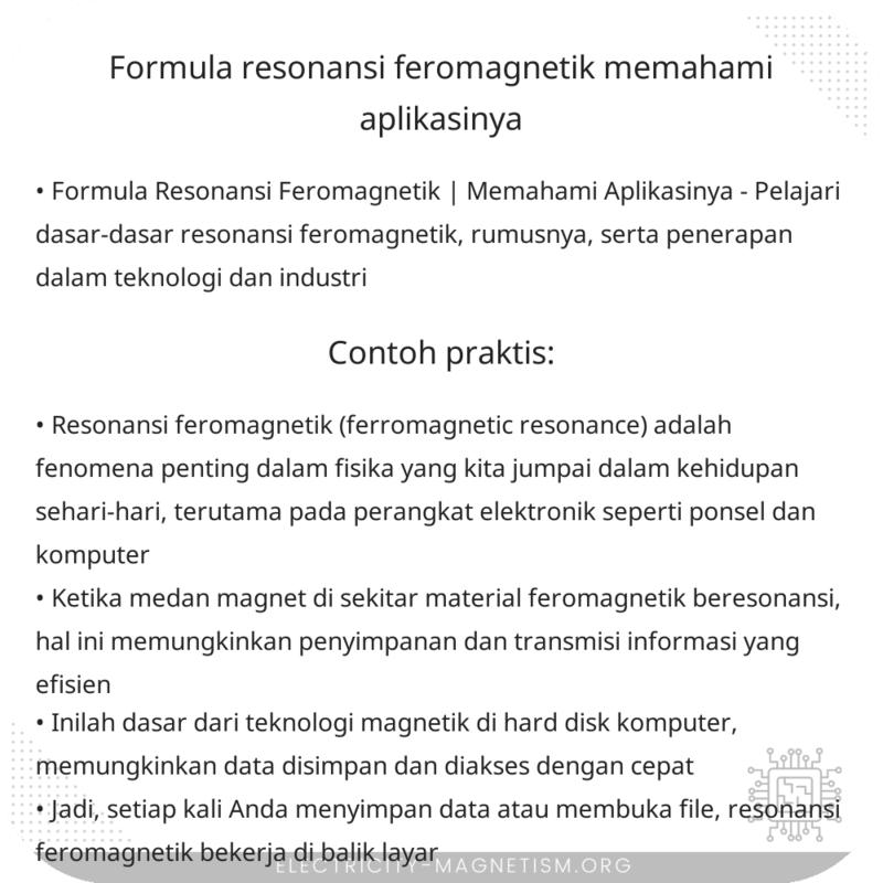 Formula Resonansi Feromagnetik | Memahami Aplikasinya
