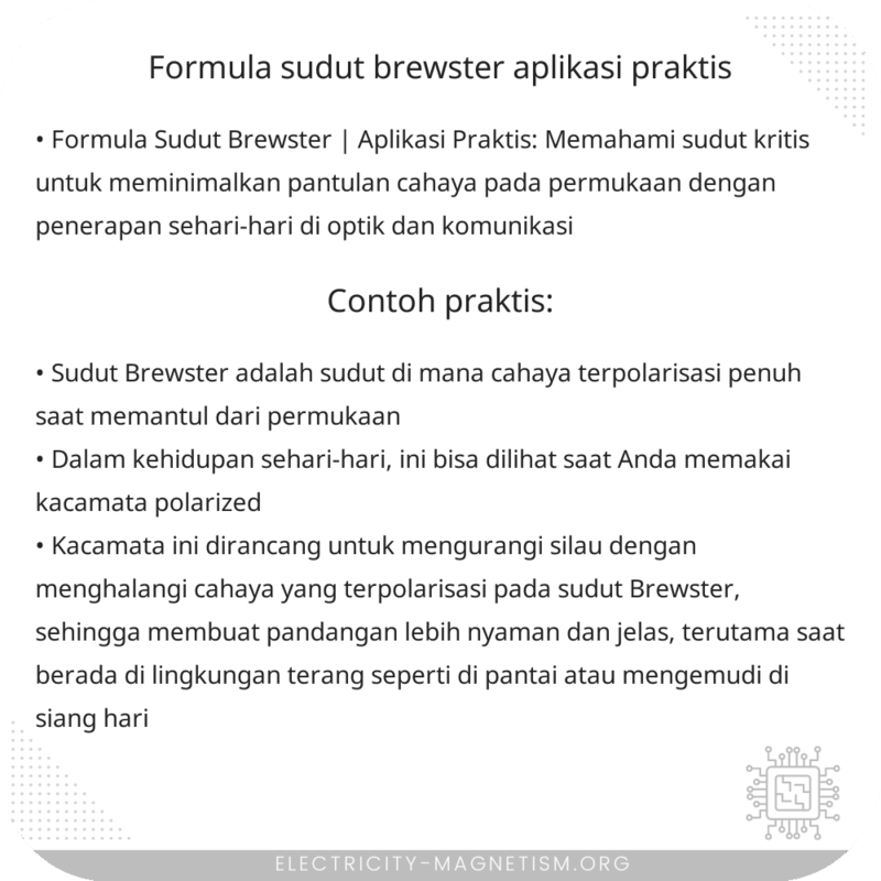 Formula Sudut Brewster | Aplikasi Praktis