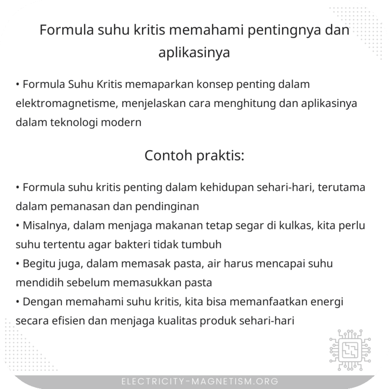 Formula Suhu Kritis | Memahami Pentingnya dan Aplikasinya