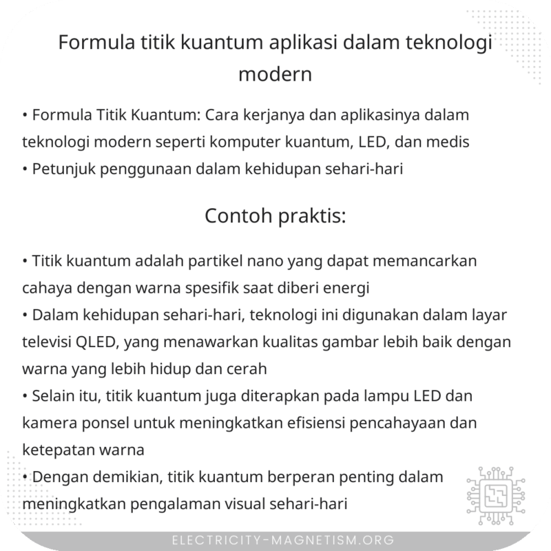 Formula Titik Kuantum | Aplikasi dalam Teknologi Modern