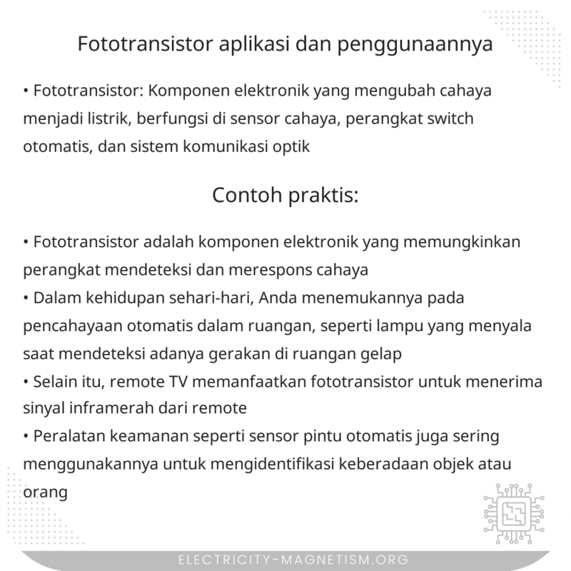 Fototransistor | Aplikasi dan Penggunaannya