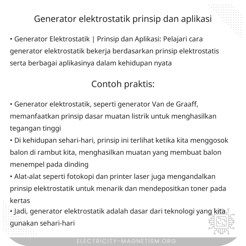 Generator Elektrostatik | Prinsip dan Aplikasi