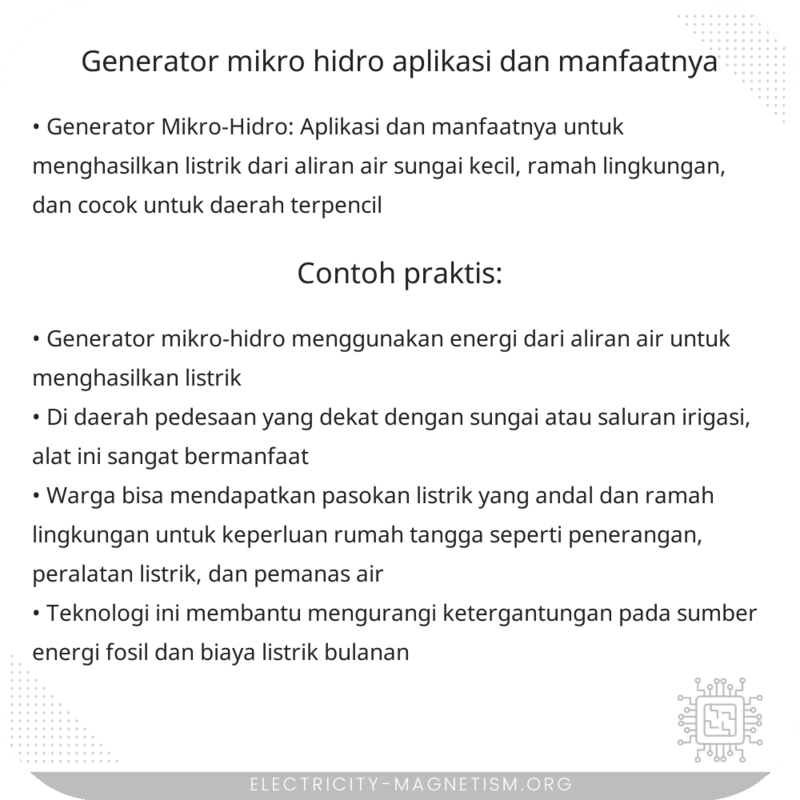 Generator Mikro-Hidro | Aplikasi dan Manfaatnya