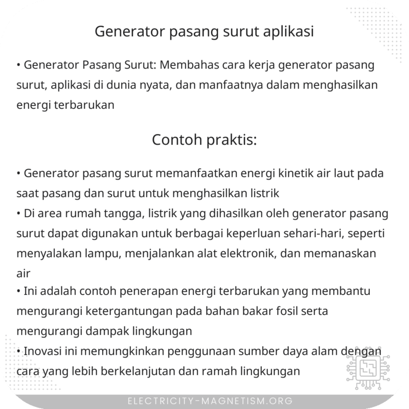 Generator Pasang Surut | Aplikasi