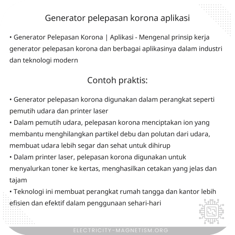 Generator Pelepasan Korona | Aplikasi