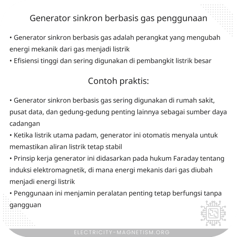 Generator Sinkron Berbasis Gas | Penggunaan