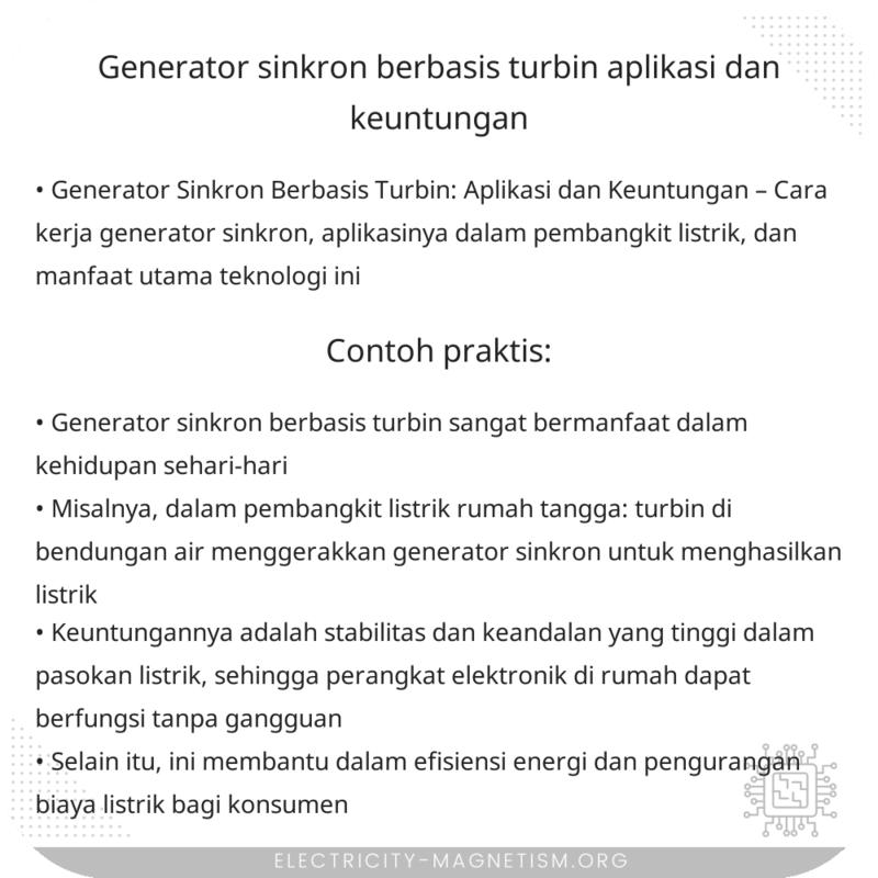 Generator Sinkron Berbasis Turbin | Aplikasi dan Keuntungan