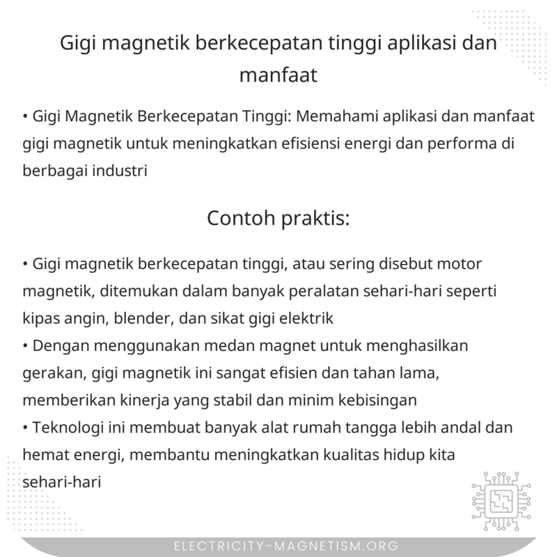 Gigi Magnetik Berkecepatan Tinggi | Aplikasi dan Manfaat