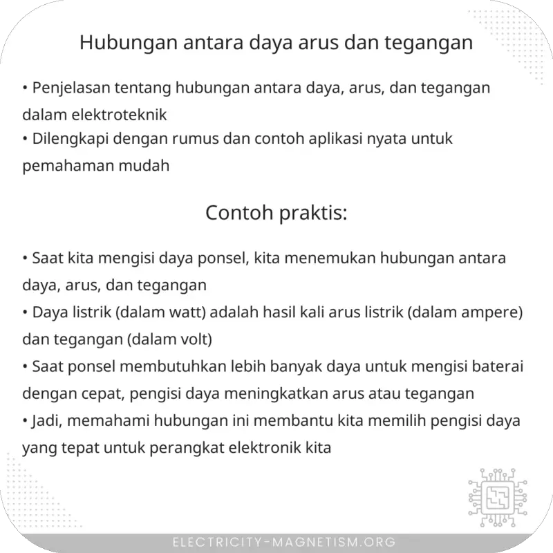 Hubungan Antara Daya, Arus, dan Tegangan