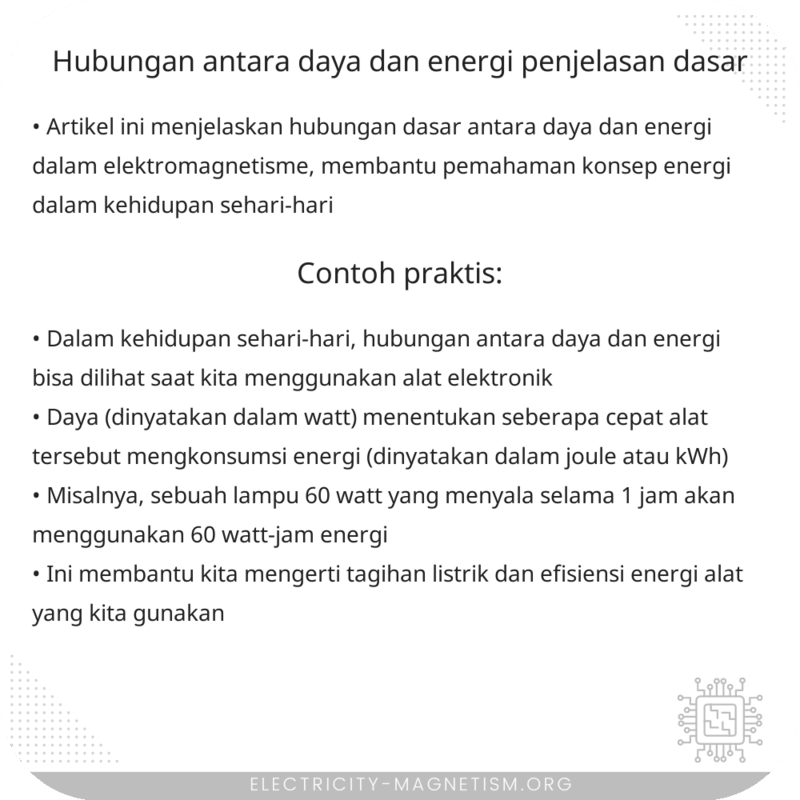 Hubungan Antara Daya dan Energi: Penjelasan Dasar