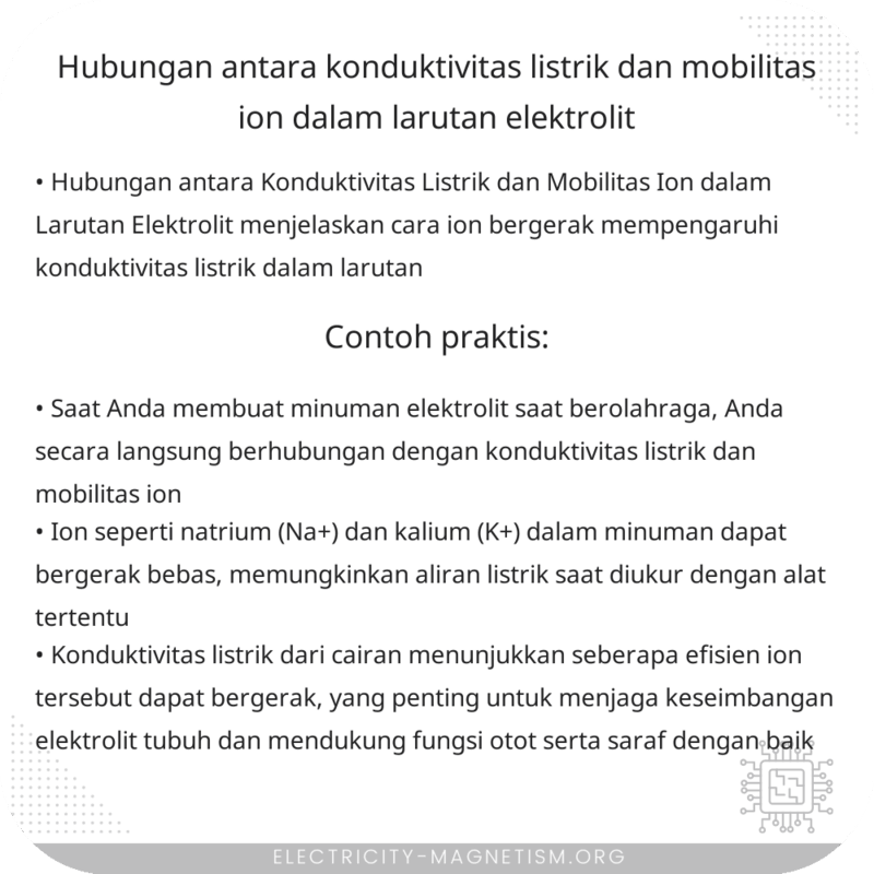 Hubungan antara Konduktivitas Listrik dan Mobilitas Ion dalam Larutan Elektrolit