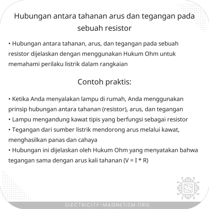 Hubungan antara Tahanan, Arus, dan Tegangan pada Sebuah Resistor