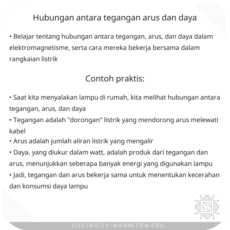 Hubungan antara Tegangan, Arus, dan Daya