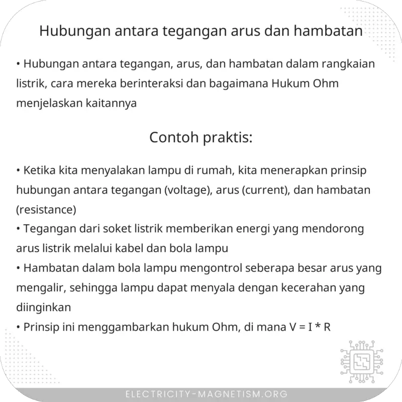 Hubungan antara Tegangan, Arus, dan Hambatan
