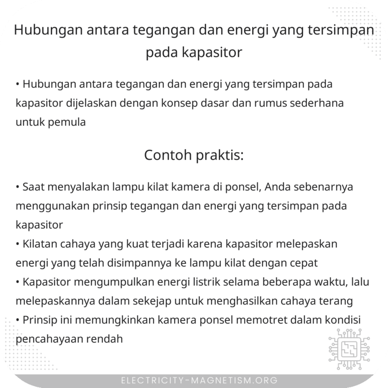 Hubungan antara Tegangan dan Energi yang Tersimpan pada Kapasitor