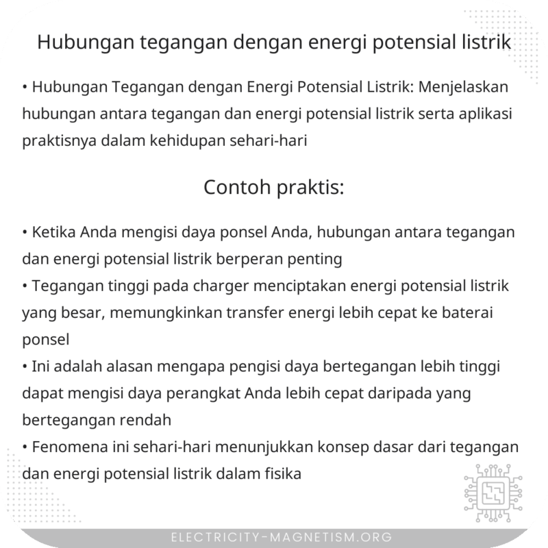 Hubungan Tegangan dengan Energi Potensial Listrik