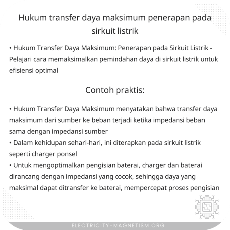 Hukum Transfer Daya Maksimum: Penerapan pada Sirkuit Listrik