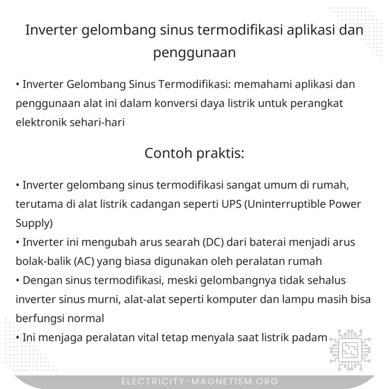 Inverter Gelombang Sinus Termodifikasi | Aplikasi dan Penggunaan
