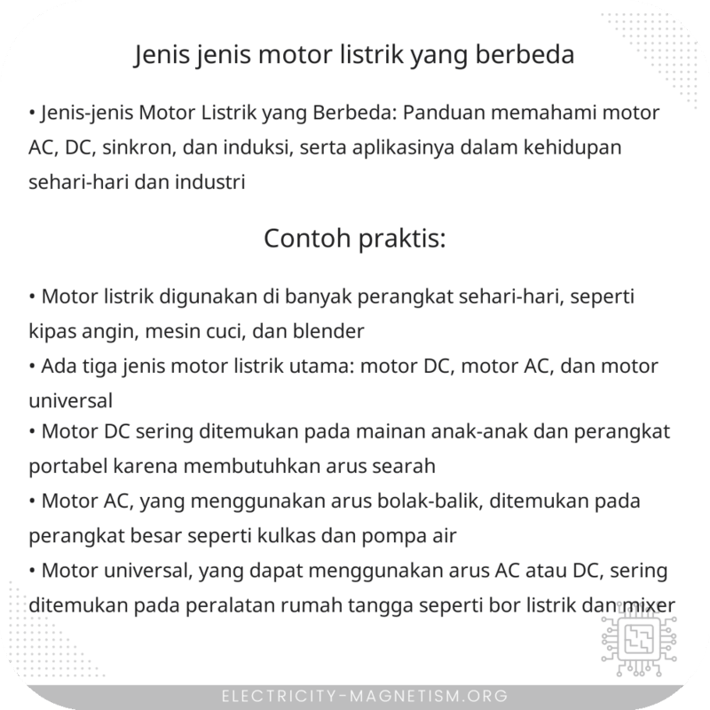 Jenis-jenis Motor Listrik yang Berbeda