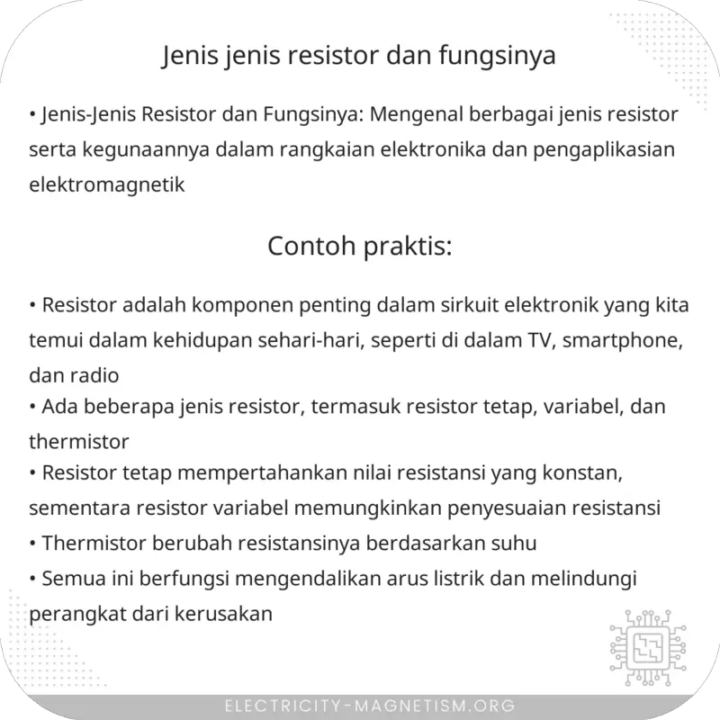 Jenis-Jenis Resistor dan Fungsinya