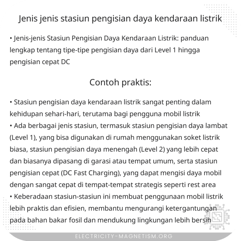 Jenis-jenis Stasiun Pengisian Daya Kendaraan Listrik