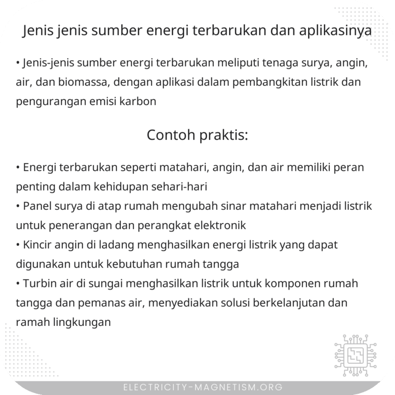 Jenis-jenis Sumber Energi Terbarukan dan Aplikasinya