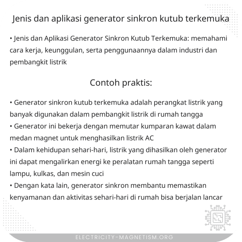 Jenis dan Aplikasi Generator Sinkron Kutub Terkemuka