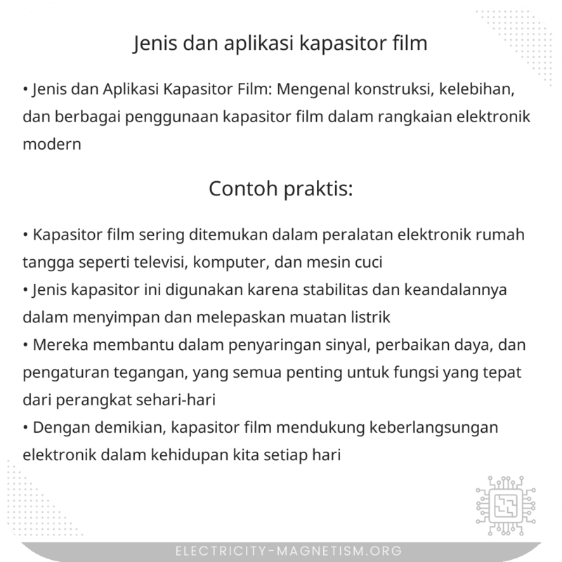 Jenis dan Aplikasi Kapasitor Film