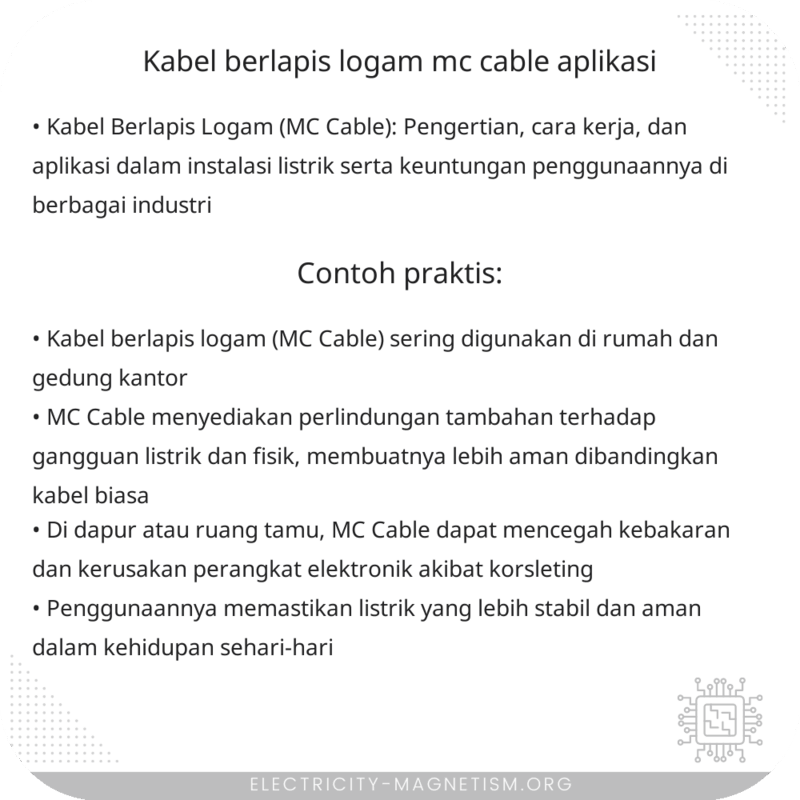 Kabel Berlapis Logam (MC Cable) | Aplikasi